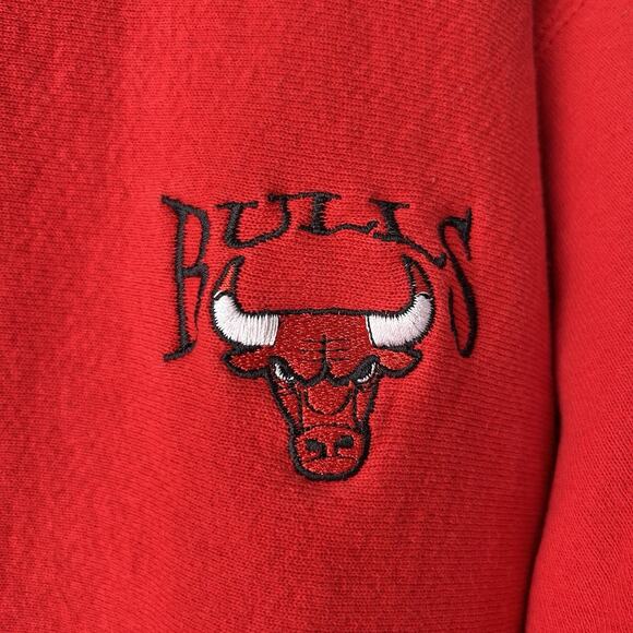 Vintage Chicago Bulls Sweatshirt Lee Nutmeg Mills Embroidered Red Large USA 90s - Picture 14 of 16